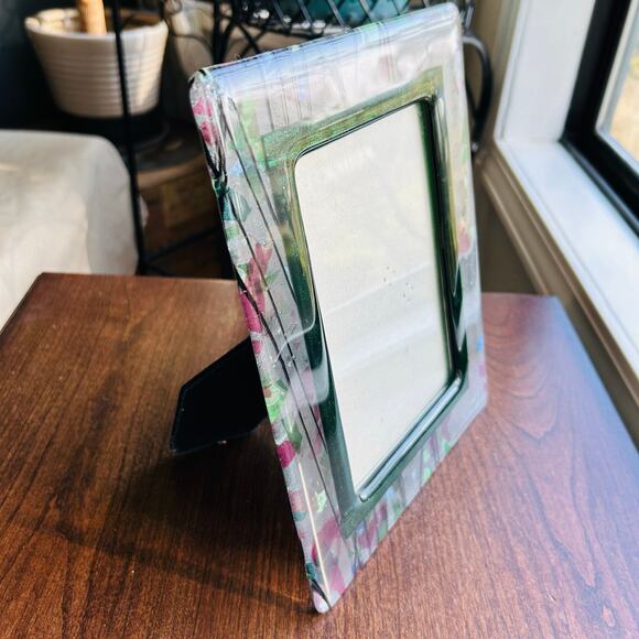 Terragrafics Vintage Art Glass Picture Photo Frame Green Purple Clear - Picture 2 of 13